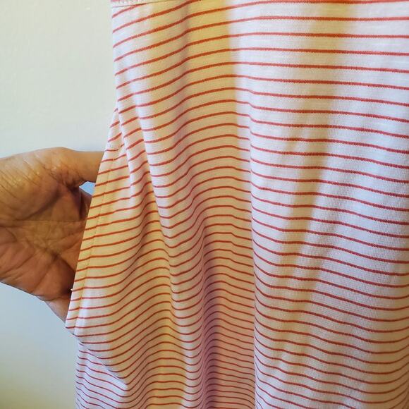 Toad & Co Size S Cue Sleeveless Stretch Dress Pink Mini Stripe Tie Waist Pockets - Picture 9 of 12